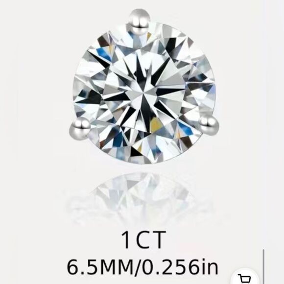 1CT EACH! Gorgeous Sterling Silver Moissanite Stud Earrings 1CT ea! - Picture 5 of 5